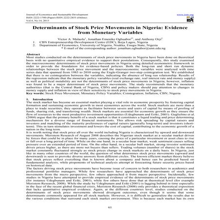 Determinants of stock price movements in nigeria evidence from monetary varia...