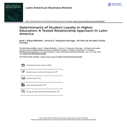 Determinants of Student Loyalty in Higher Education A Tested Relationship App...