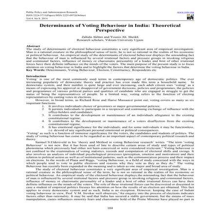Determinants of voting behaviour in india | PDF