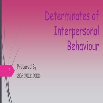 Determinates of interpersonal Behavior 