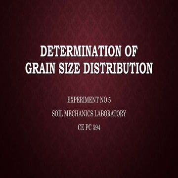 Determination grain size distribution of soil