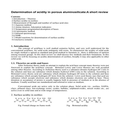 Determination of acidity in porous aluminosilicate