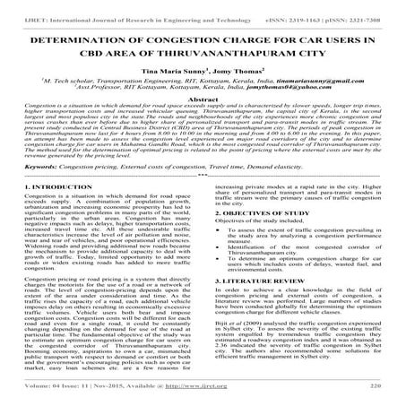 Determination of congestion charge for car users in cbd area of thiruvanantha...