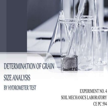 Determination of grain size analysis by hydrometer test