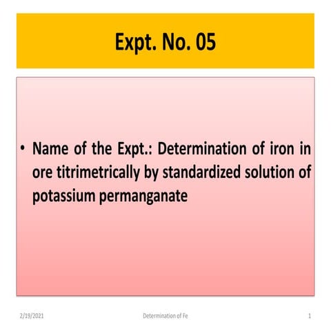 To estimate amount of ferrous(fe2+) and ferric(fe3+) ions in the given ...