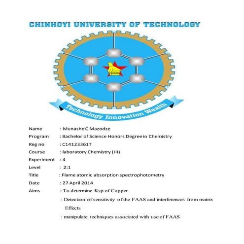 Determination of ksp of cu using aa c14123361t