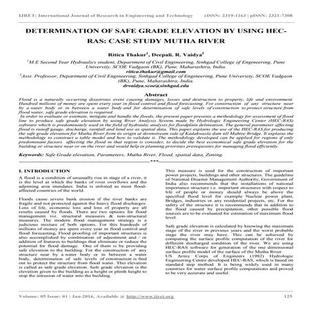 Determination of safe grade elevation by using hec ras case study mutha river