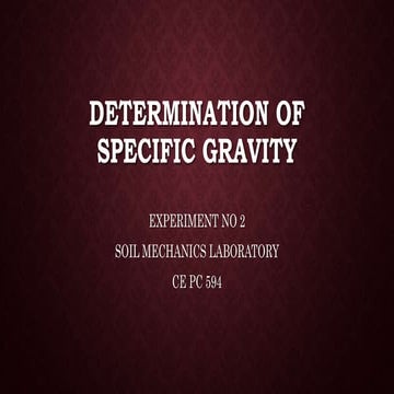 Determination of specific gravity of soil