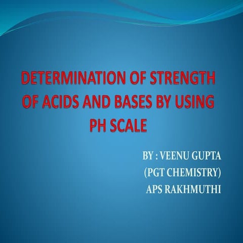 Determination of strength of acids and bases by using pH scale