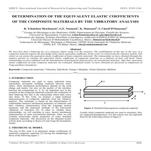 Determination of the equivalent elastic coefficients of the composite materia...