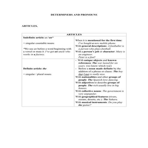 Determiners and pronouns | PDF