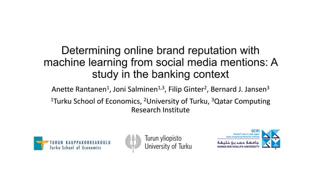 Determining Online Brand Reputation with Machine Learning from Social Media M...