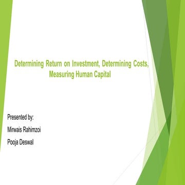 return on investment(ROI), determining costs, measuring human capital