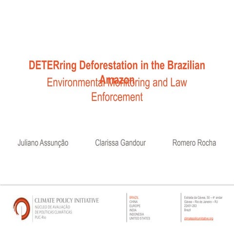 CPI Webinar: Deterring Deforestation in the Brazilian Amazon