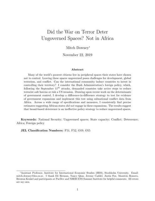 Did the War on Terror Deter Ungoverned Spaces? Not in Africa