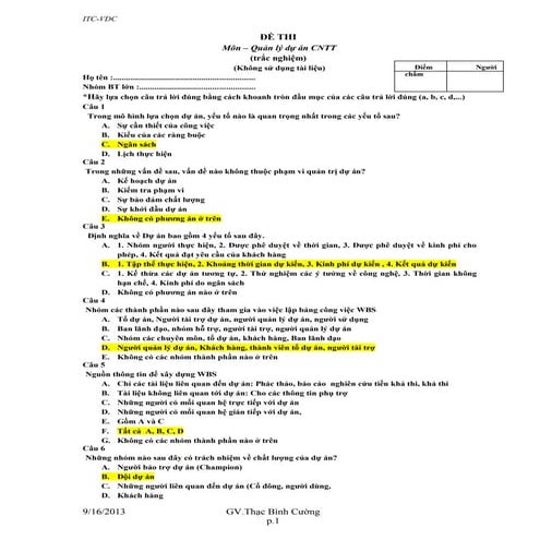 De thi qlda cntt itc vdc trac nghiem 05-2006