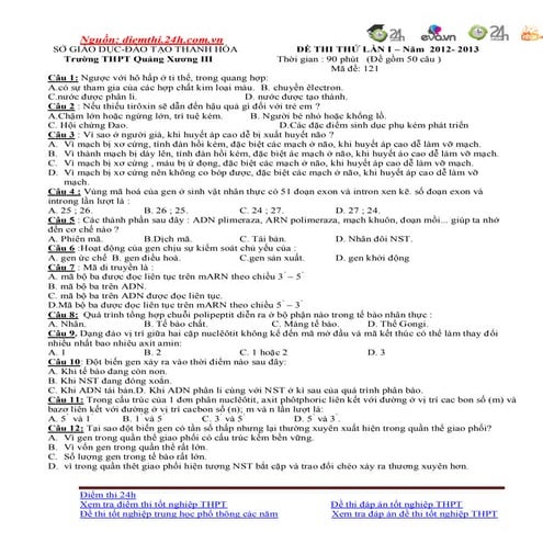 De thi thu mon sinh co dap an chi tiet