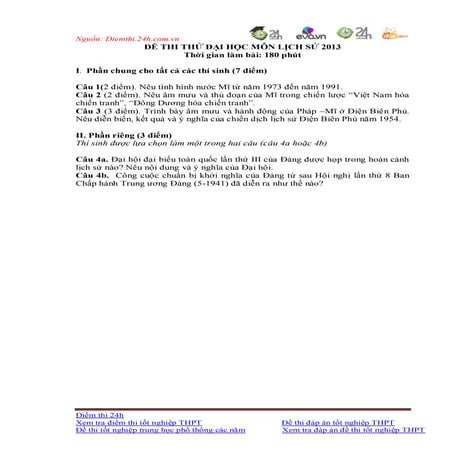 De thi thu mon su khoi c 2013