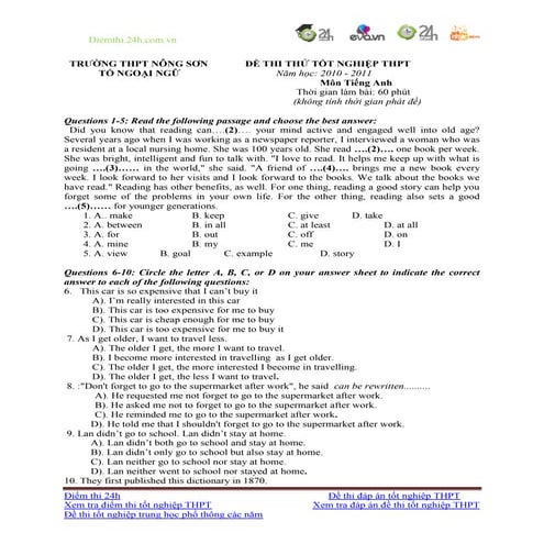 De thi thu tot nghiep mon anh 2013