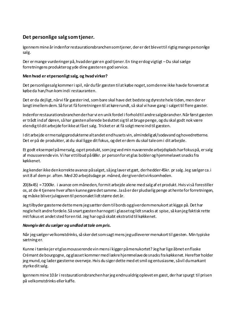 Det Personlige Salg Som Tjener