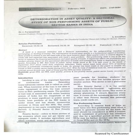 Detrioriation in asset quality