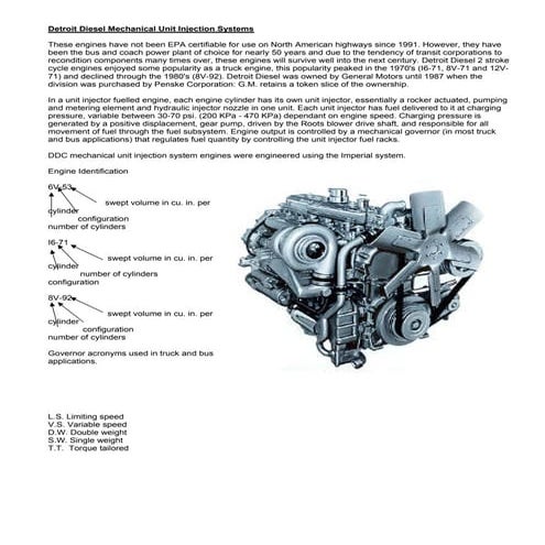 Detroit diesel mechanical injection system