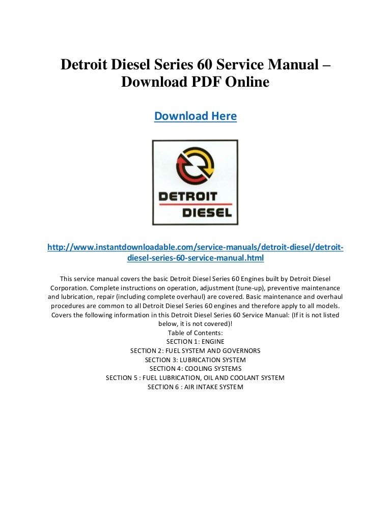 Detroit Diesel Series 60 Service RepairManual Instant