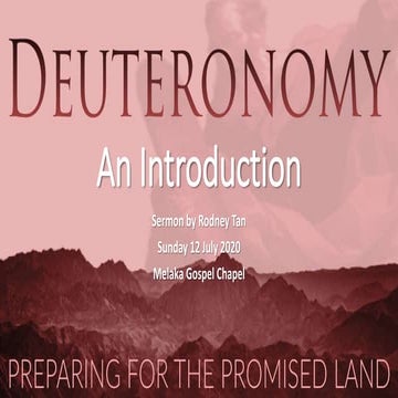 Deuteronomy: an introduction 12 july 2020 | PPT