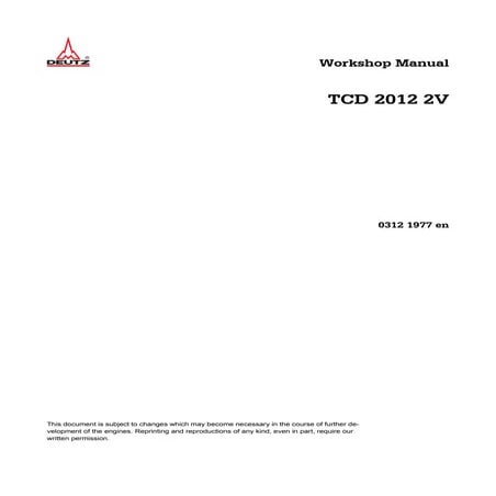 Deutz fahr tcd 2012 2 v engine service repair manual