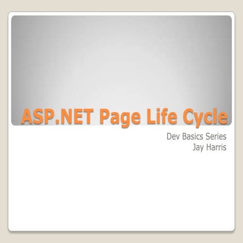 Dev Basics: The ASP.NET Page Life Cycle
