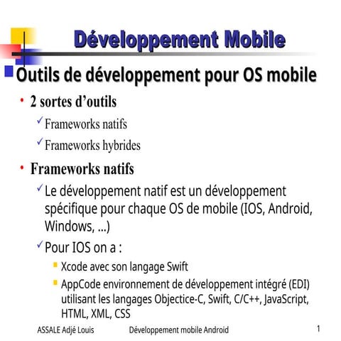 développement mobile sous Android Studio