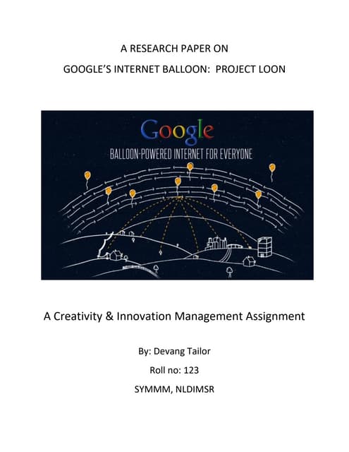 Project Report on Google's Internet Balloon - Project Loon