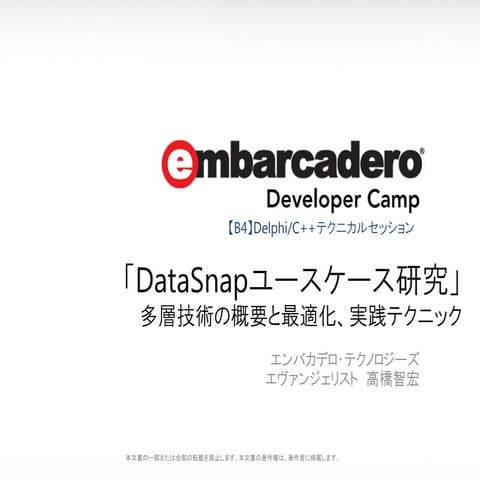 「DataSnapユースケース研究 - 多層技術の概要と最適化、実践テクニック」