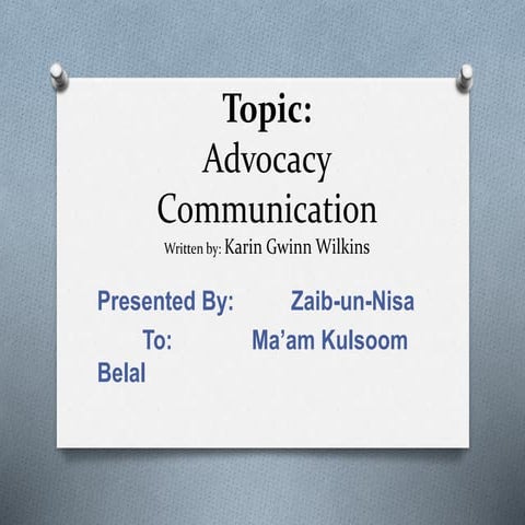 LESSON 11 : COMMUNICATION FOR INFORMATION AND ADVOCACY PURPOSES | PDF