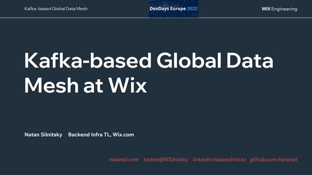 Dev Days Europe - Kafka based Global Data Mesh at Wix