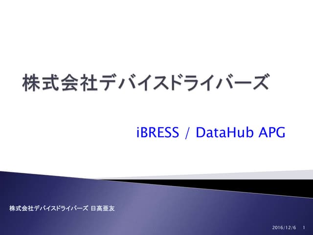 Devdrv 161206 iBress Datahub APG Round Tables
