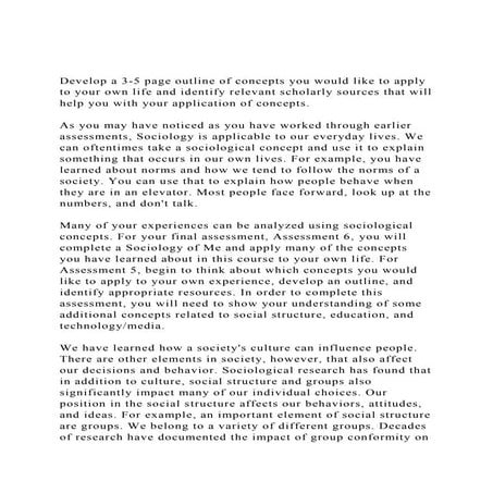 Develop a 3-5 page outline of concepts you would like to apply t.docx