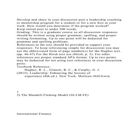 Develop and share in your discussion post a leadership coaching or.docx