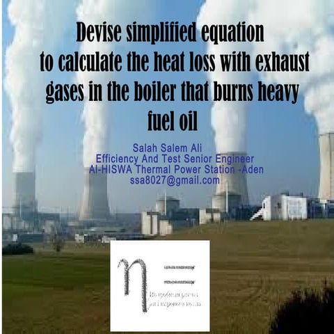 Develop a simple equation to calculate the heat loss due to flue gases in boiler