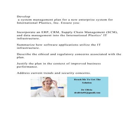 Develop a system management plan for a new enterprise system for I | DOCX