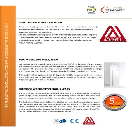 Infrared heater Developed in austria infared heater by celine infrapower  infrared heater | PDF