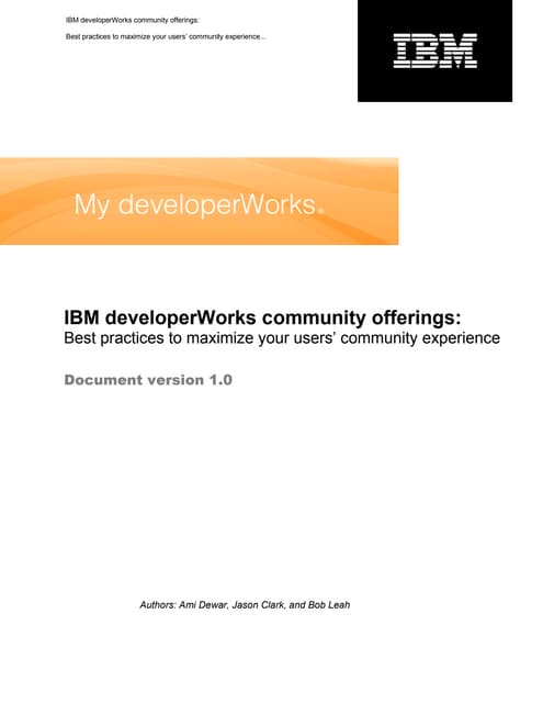 IBM developerWorks Community Offerings
