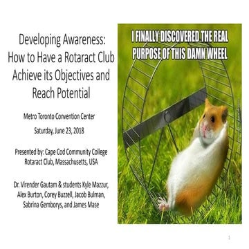 Developing Awareness: How to Have a Rotaract Club Achieve Its Objectives and ...