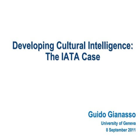 Developing Cultural Intelligence