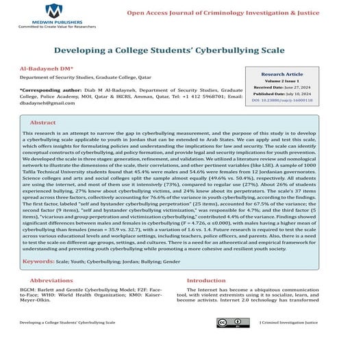 Developing a College Students’ Cyberbullying Scale