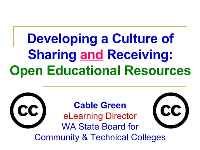 Developing a Culture of Sharing and Receiving: Open Educational Resources
