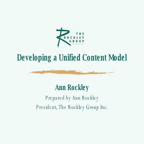 Developing A Unified Content Model