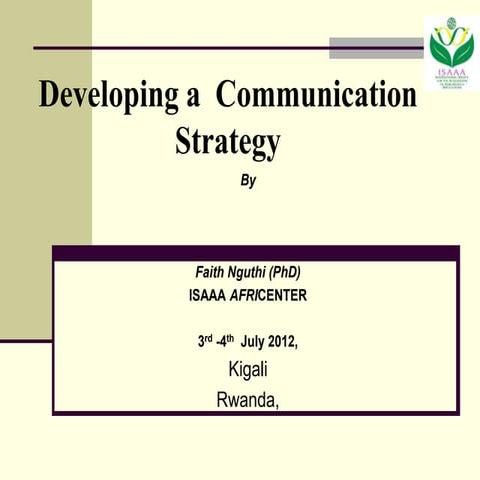 Developing a communication strategy
