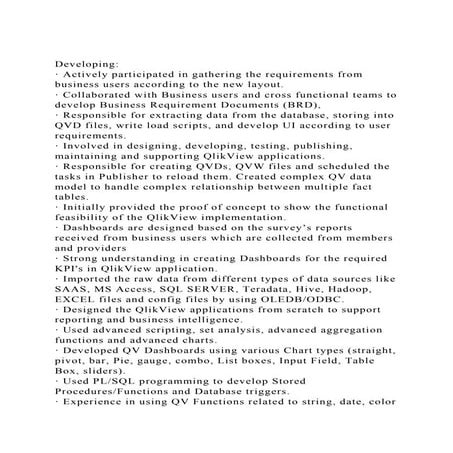 Developing · Actively participated in gathering the requirement