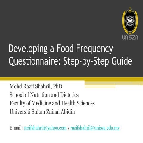Developing a Food Frequency Questionnaire